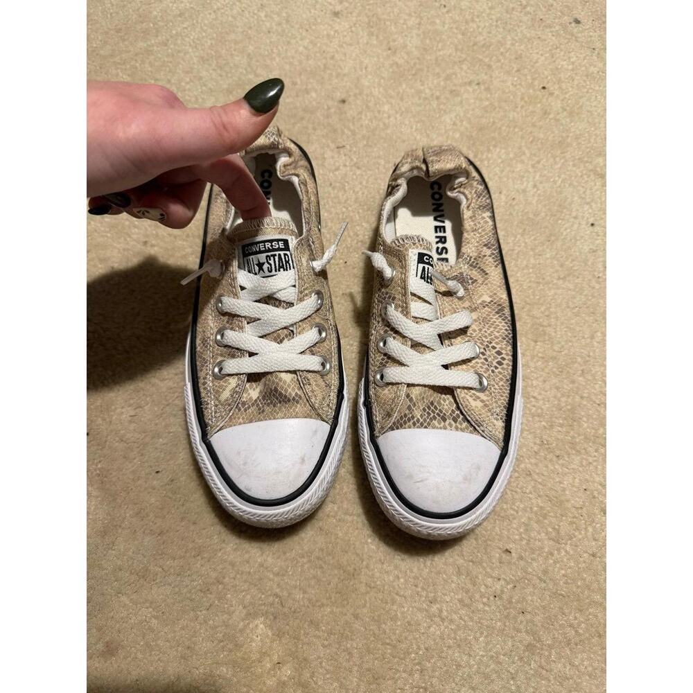 Tan Snakeskin Print Slip on Women's Converse Sneakers Size 7